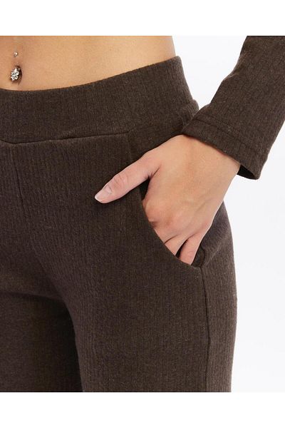 Benisengiydir Women's Relaxed Cut Brown Knitwear Pants