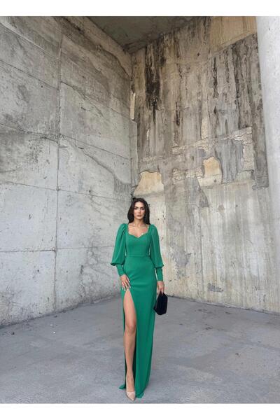Sindimoda Versa Düğme Kol Yırtmaçlı Abiye 581913 ZÜMRÜT