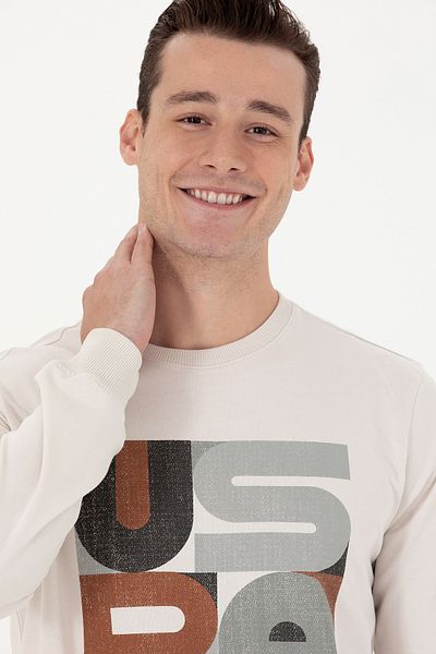 U.S. Polo Assn. Ανδρικό φούτερ σε χρώμα πέτρας - 50270790 -vr049