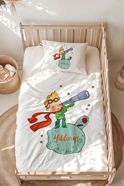 Lilabio %100 Pamuk Isme Özel Isimli Montessori Yatak Nevresim Takımı (100X200...