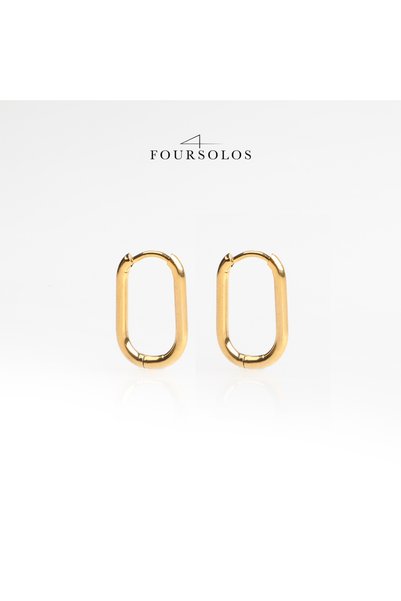 FOURSOLOS Steel Women's Earrings, U Pattern Full Hoop, Gold Color, No:17