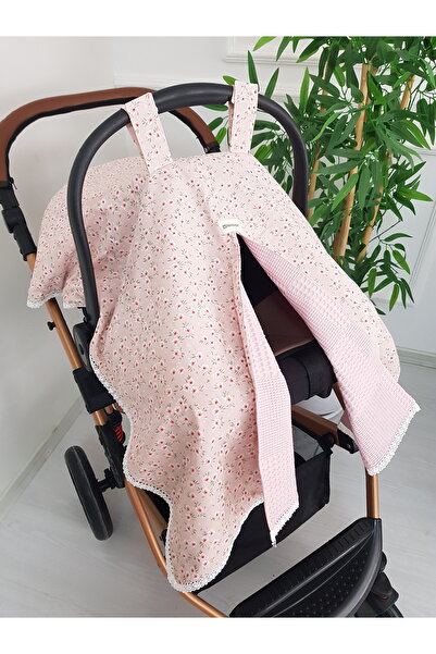 ilkimbebe Çiçekli Dantelli Çift Katlı Ponponlu Puset Örtüsü