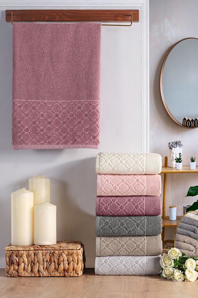 Lorateks Meltem 6-Piece Jacquard Velvet Boxed Bath Towel Set |   Dowry |   Bath Towel |   Hand Face Towel