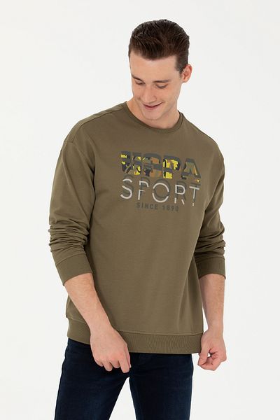 U.S. Polo Assn. Ανδρικό φούτερ χακί - 50270739 -VR027