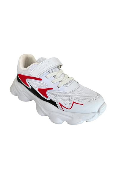 Liger Pantofi sport albi pentru copii - cu șireturi și velcro
