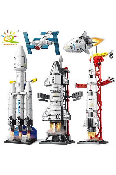 Choice HUIQIBAO Mini Aviation Manned Rocket Model Building Blocks Space Aerospace Station Bricks City Co...