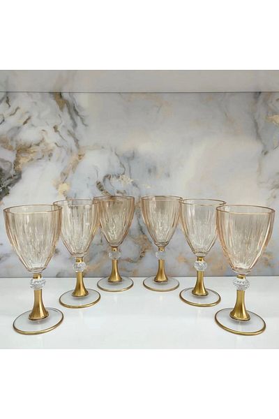 Paşabahçe Diamond 6-Piece Honey Gold Glass