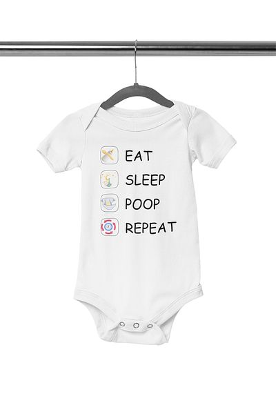 qoeuyl boutique Eat Sleep Poop Repeat Printed - Short Sleeve Baby Body