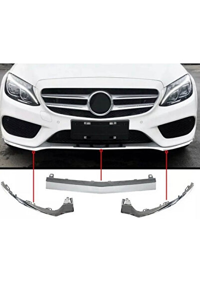 Store Mercedes W205 Amg Paket Için Uyumlu Ön Tampon Nikelaj Sağ Sol Ve Orta 3lü Set 2014-2018 Modeller