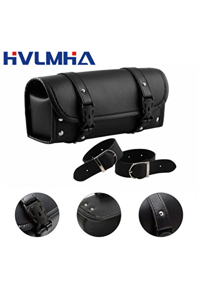 Choice حقيبة سفر جلدية سوداء مقاومة للماء لشوكة الدراجة النارية، حقيبة أدوات،...