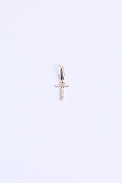 Naze Kuyumculuk 14 Ayar Altın Kolye - Bileklik - Küpe Charm Uç T Harfi