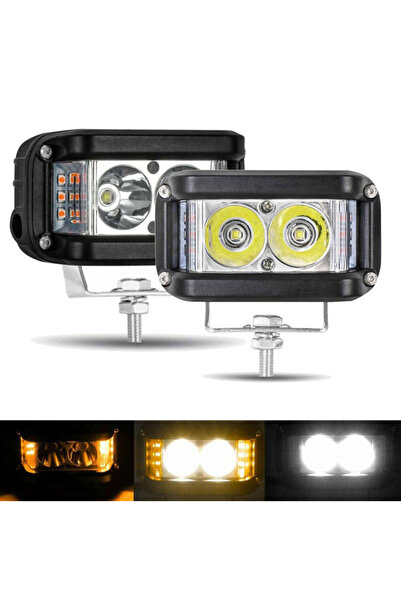 Knmaster Off Road Led Lamba Turuncu Çakarlı beyaz Ledli 3 Fonksiyonlu 5,5 x 1...