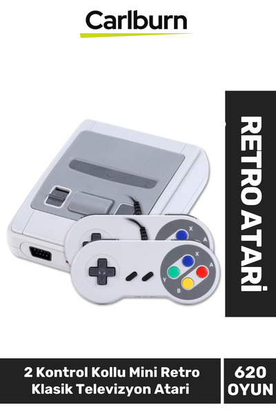 Carlburn Özel Üretim Klasik 8 Bit 620 Oyunlu 2 Kontrol Kollu Mini Retro Klasik Televizyon Atari