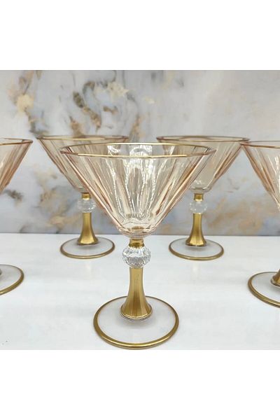 Paşabahçe Diamond Honey Gold - 6-Piece Ice Cream Set