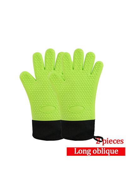 Choice قطعتان من القفازات الخضراء المصنوعة من السيليكون المقاوم للحرارة (1-2 قطعة) مناسبة للطبخ والشواء والطهي في الميكروويف.