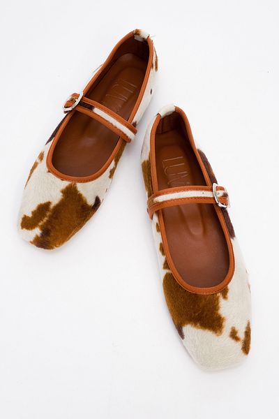 LuviShoes Cruze Tan Patterned Women's Ballerina Shoes