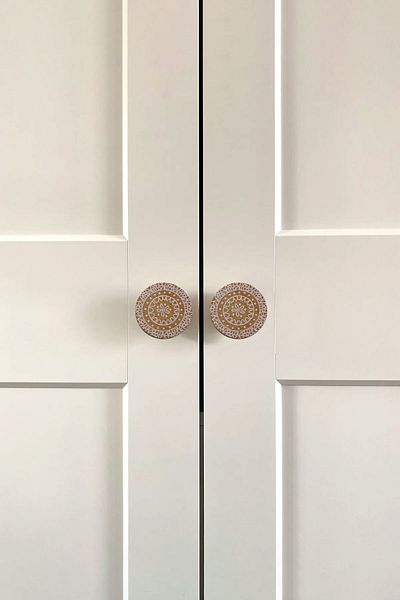 Badem10 Mâner din lemn Buton Motiv floral Mobilier camera copiilor Sertar de bucătărie Dulap dulap Mâner Mâner