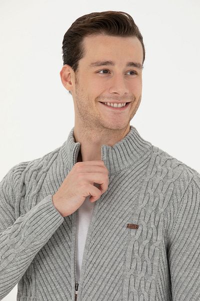 U.S. Polo Assn. Men's Gray Melange Knitwear Cardigan 50270978 -Vr086