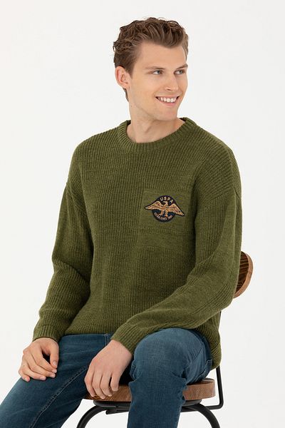U.S. Polo Assn. Мъжки пуловер в цвят каки 50270910-VR027
