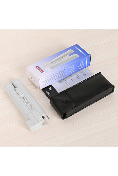 Choice 100x White Handheld 100X Mini Pocket Microscope LED Lamp Light Jewelry Loupe Magnifier with Leather