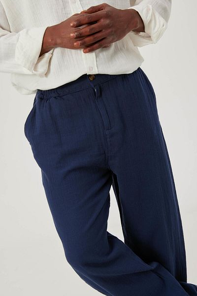 NOMARC Navy Blue Linen - Παντελόνι Loose Cut