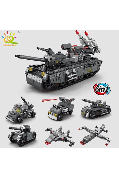 Choice HUIQIBAO WW2 Military Tank 648pcs 6in1 Building Blocks Set Truck Plane Army Bricks City Construct...