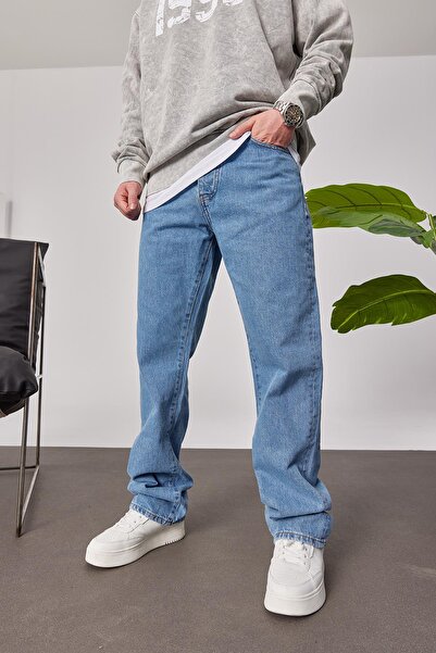 NOMARC 15799 Blugi largi, albastru simplu