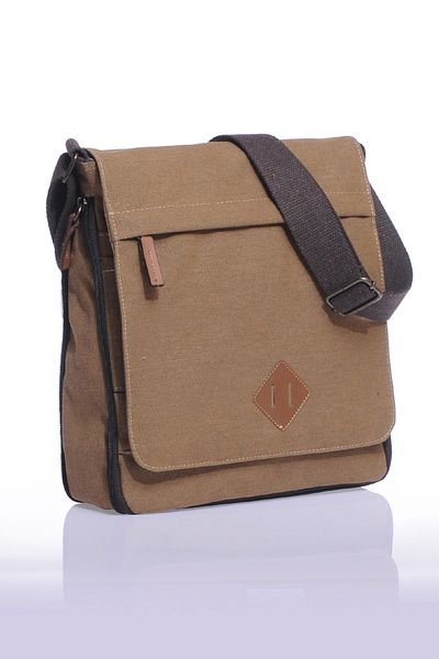 By Hakan Gk14 Canvas Postman Όρθια τσάντα χιαστί Μπεζ