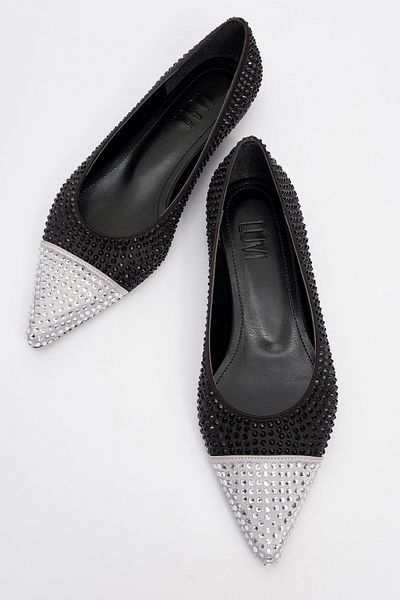 LuviShoes Balerina de damă MONTERIA Black Silver Stone
