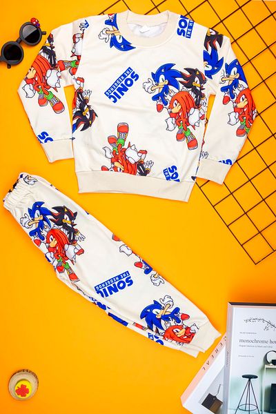Yalçınoğlu Boy's Thick Character Patterned Sweat Suit
