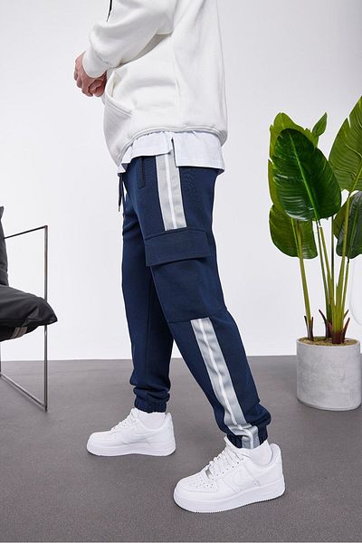 NOMARC Αθλητική φόρμα με ριγέ τσέπη Cargo Navy Blue Nm1