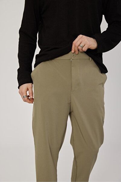 NOMARC Παντελόνι από ύφασμα αλεξίπτωτου πράσινου χρώματος καρότο