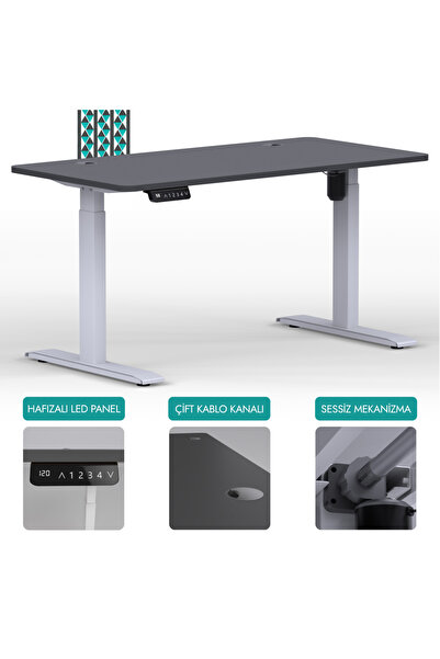 EDUSA O-Flex Tek Motorlu Elektrikli Yükseklik Ayarlı Masa - 140X70 - Antrasit