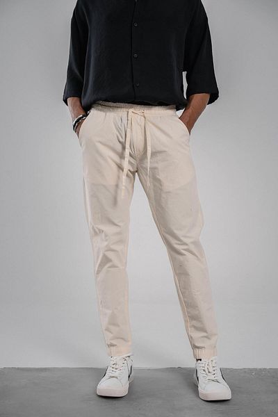 NOMARC Παντελόνι Boyfriend Fit Cream Gabardine - Skinny Leg