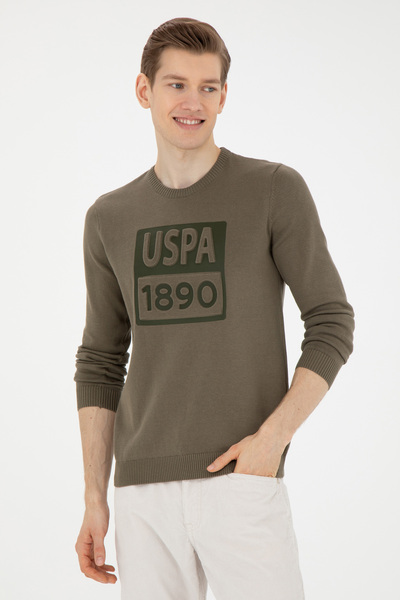U.S. Polo Assn. Men's Khaki Crew Neck Sweater 50271035-Vr027