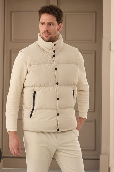 Danger Unisex Padded Puffer Vest Ecru