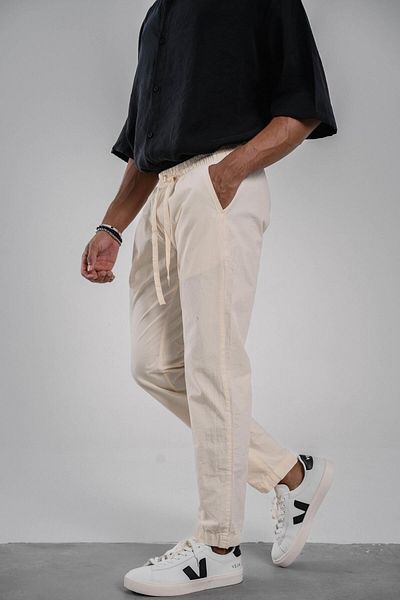 NOMARC Παντελόνι Boyfriend Fit Cream Gabardine - Skinny Leg