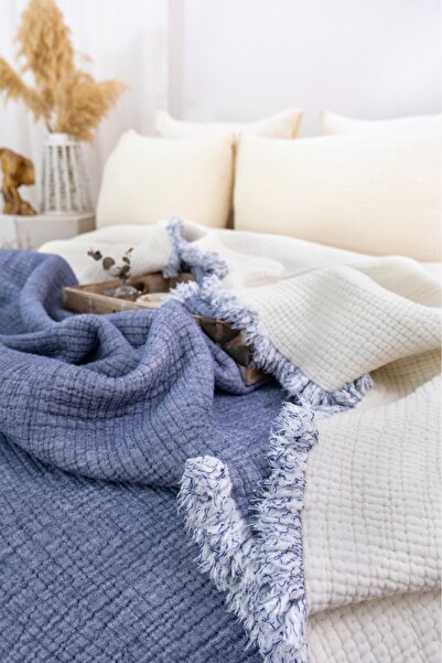 Tasarım Hb&Victory Muslin 6 Layer Blue Color Quilt Single 170X260 Cm.