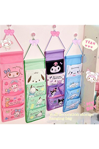 Choice1 Creative Kawaii Girl Sanrioed Wall Hanging Storage Bag Cartoon Kuromi Cinnamoroll Multi-compartme...