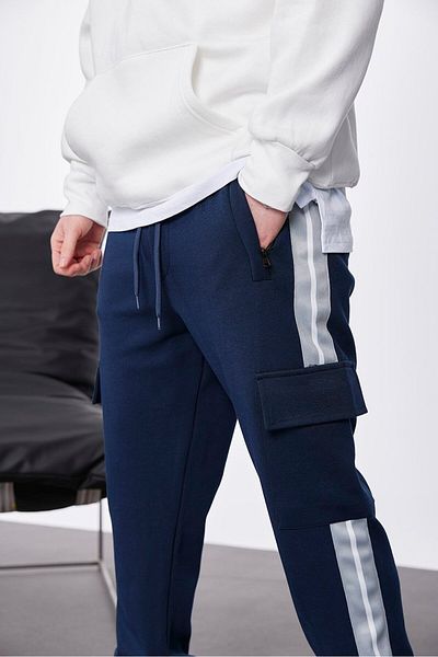 NOMARC Αθλητική φόρμα με ριγέ τσέπη Cargo Navy Blue Nm1