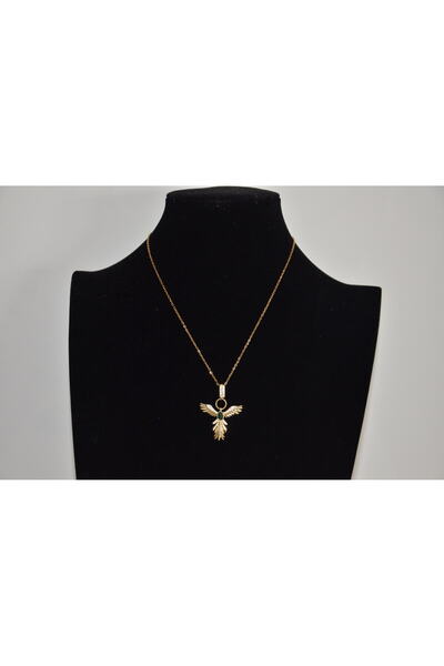 staınless steel قلادة فينيكس من الفولاذ باللون الذهبي مع حجر أخضر