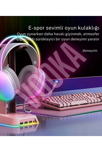 VOOKA 7.1 A Rgb Profesyonel Gaming Mikrofonlu Gamer Oyuncu Kulaklığı USB Pc Ps Xbox Işıklı Rengarenk