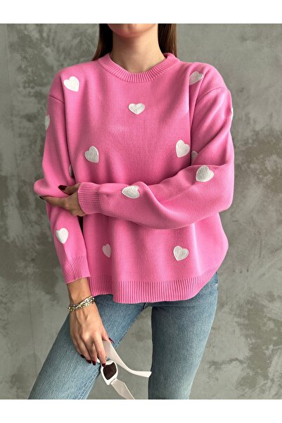 binoi butik Heart Embroidery Sweater