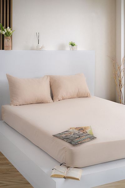 KetraHome طقم شرشف فردي كابتشينو قطن 100 × 200 سم كيس وسادة 50 × 70 سم