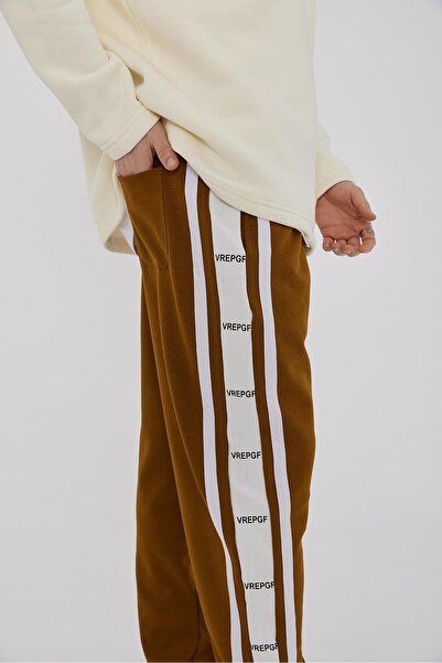 NOMARC Ανδρικό παντελόνι με λεπτομέρεια με ρίγες καφέ