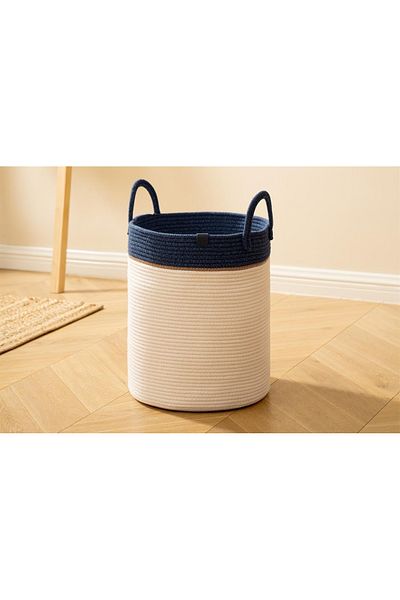 MaVaux Large Size 40Cm-36Cm Woven Basket - Side Handle, Wicker, Jute, Organizer