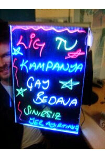 Genel Markalar 40x60cm-3 Kalemli Sihirli Tabela-yaz Sil Led Neon Tabela-yazı Tahtası Uzaktan Kumandalı