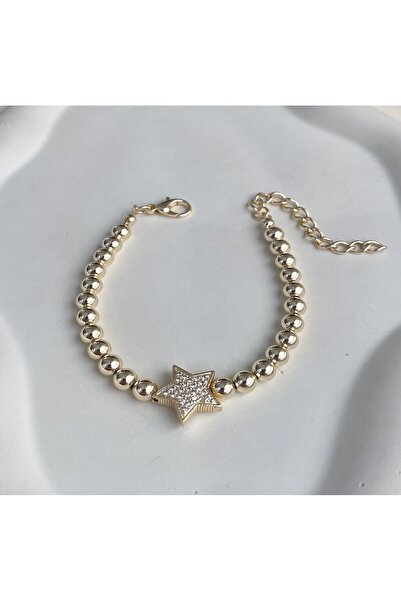 DEMOKAN Kadın Bileklik Boncuk Zincir Zirkon Taş Yıldız Bileklik