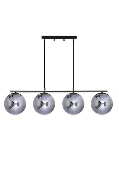 Modavize Caesar Living Room - Modern 4-Piece Smoked Globe Glass Pendant Lamp Chandelier - Bedroom Row