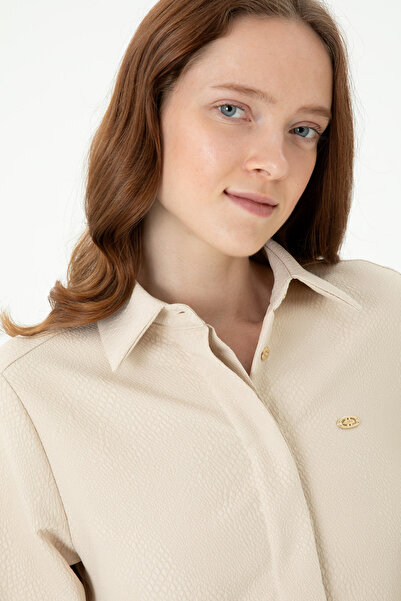 U.S. Polo Assn. Kadın Krem Mini Boy Dokuma Elbise 50271162-VR071